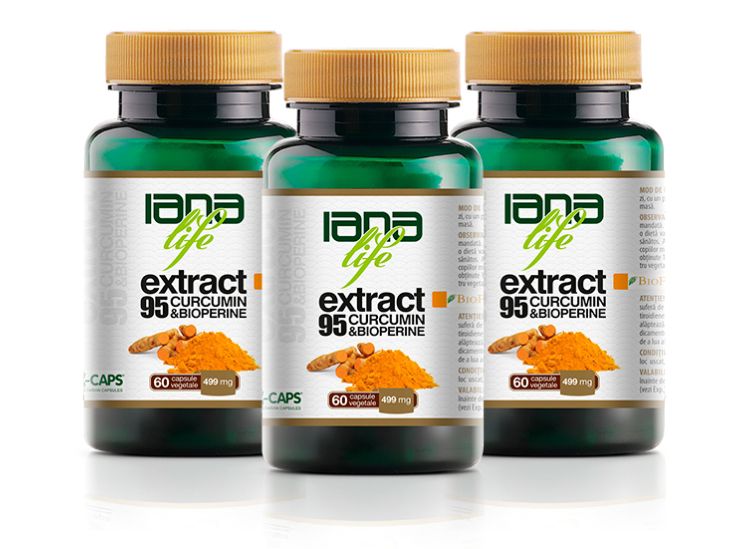 Pachet 3 cutii Extract95 Curcumin cu Bioperine (Piper Negru)